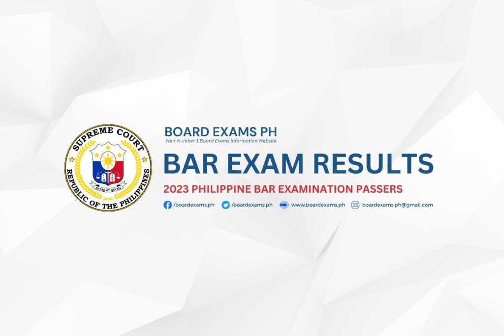 BAR EXAM RESULTS 2023 Philippine Bar Examination List of Passers The
