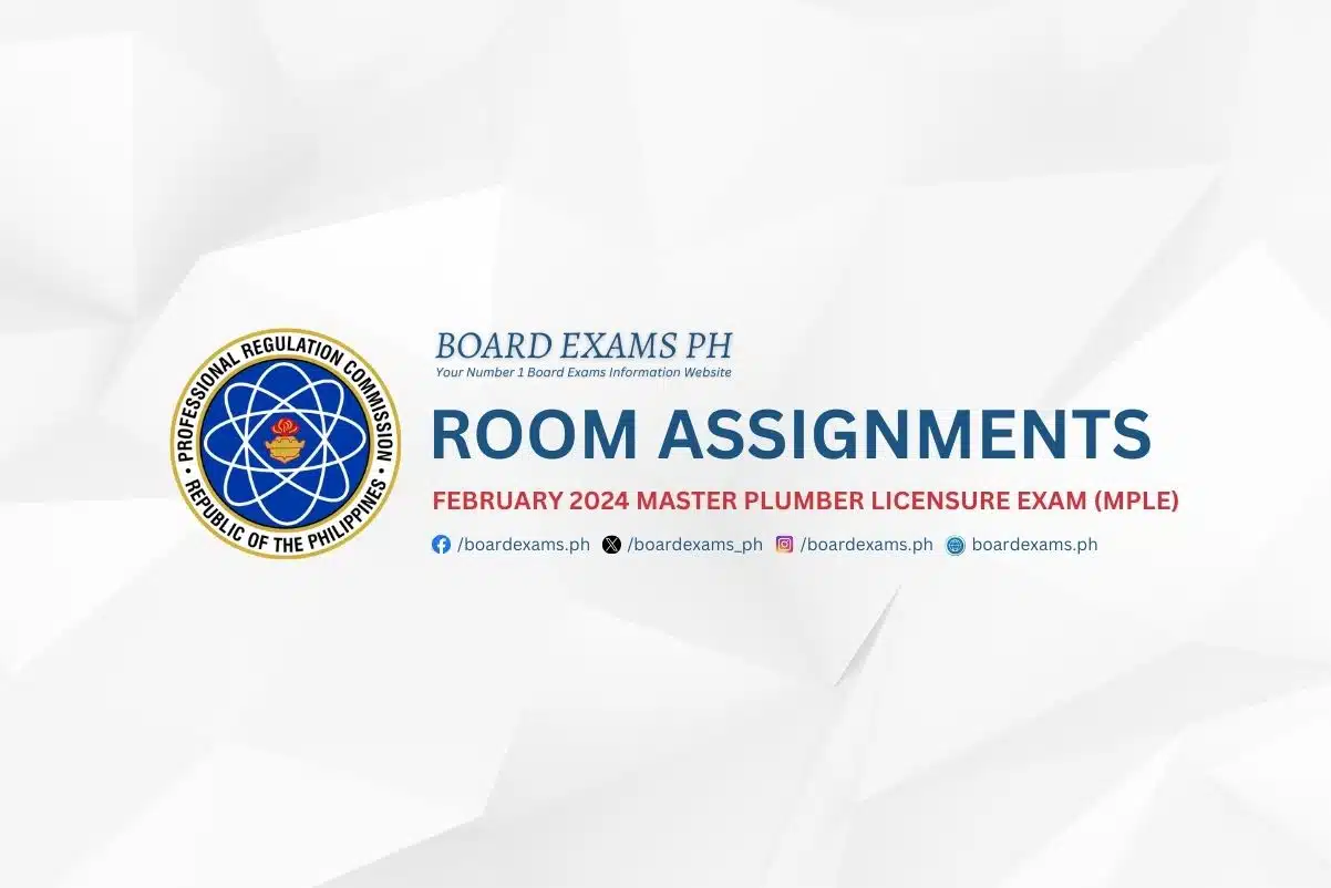 master plumber board exam room assignment